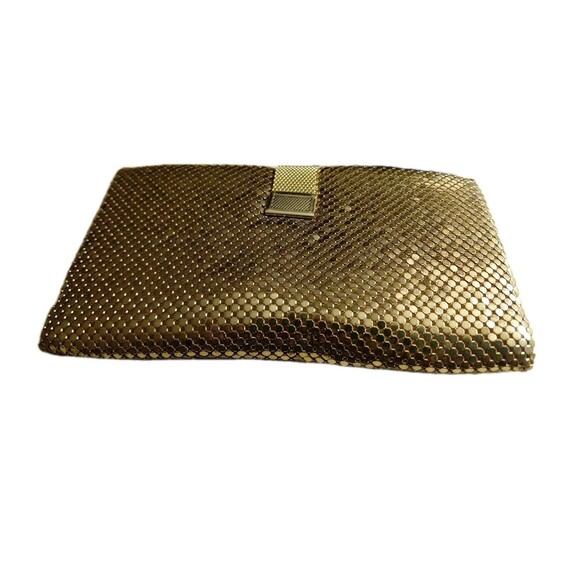 Vintage Whiting and Davis Gold Mesh Tri-Fold Checkbook Bilfold Clutch Metallic main image 4